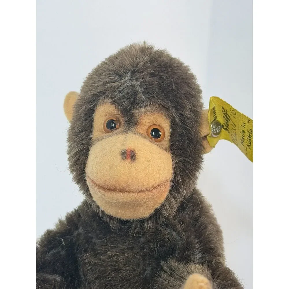 VTG Steiff Monkey Jocko Jointed Mohair Button 0020/16 Austria Germany 4.5